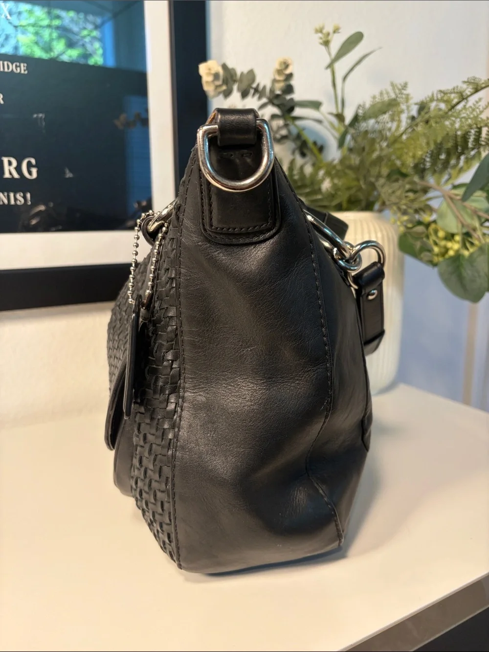 Coach Kristin Woven Leather Round Satchel